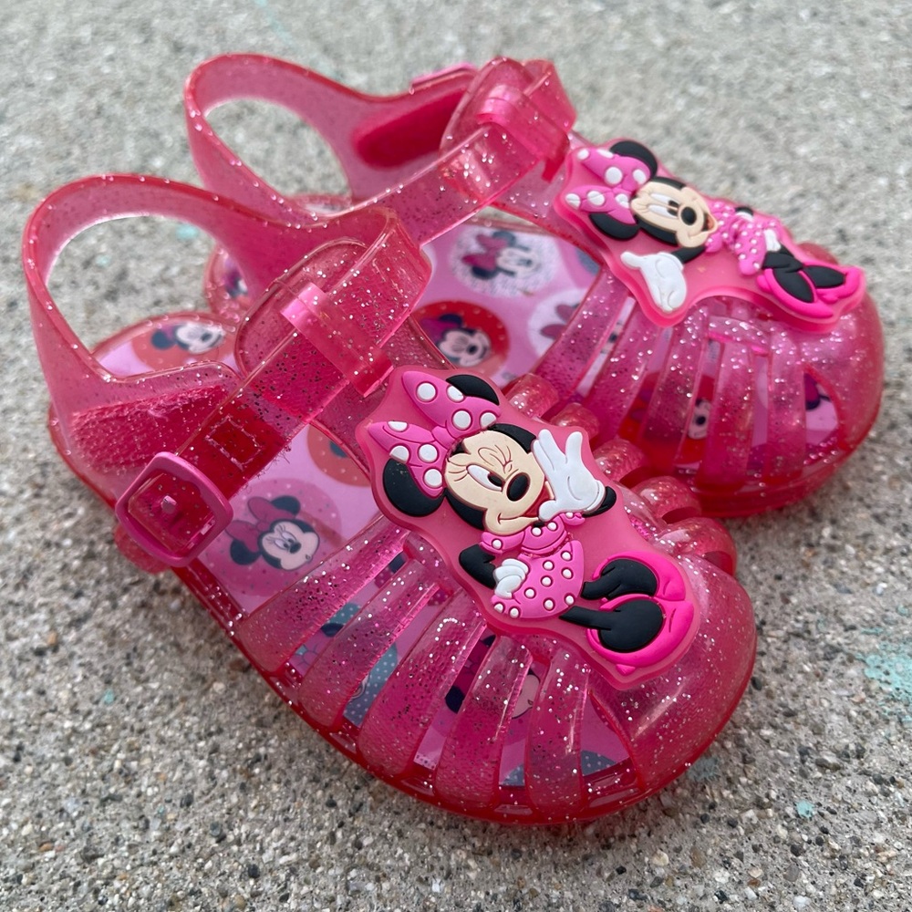 Minnie Mouse Pink glitter Jellies Jelly Sandals Shoes Toddler Sz 5 girl preloved - Picture 6 of 6